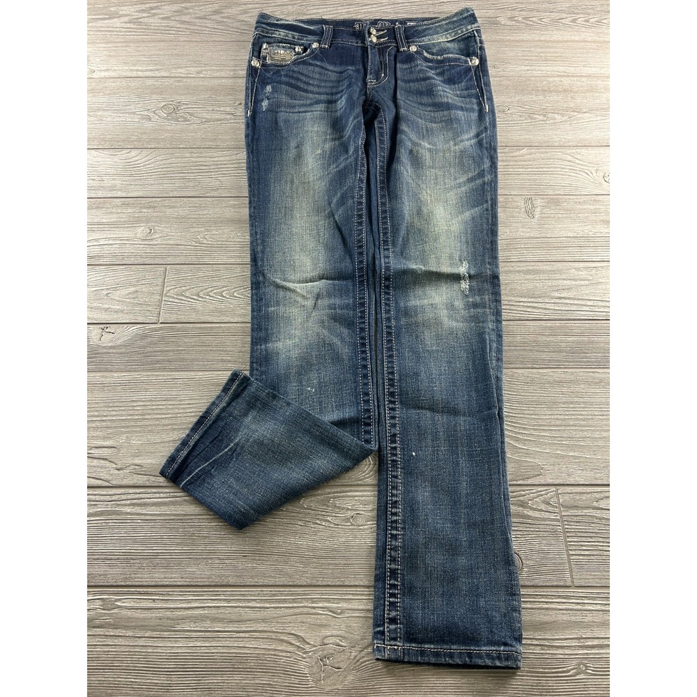 Miss Me Jeans JP50025K-42 Skinny Dark Wash Embellished Women's Size 29 Y2k